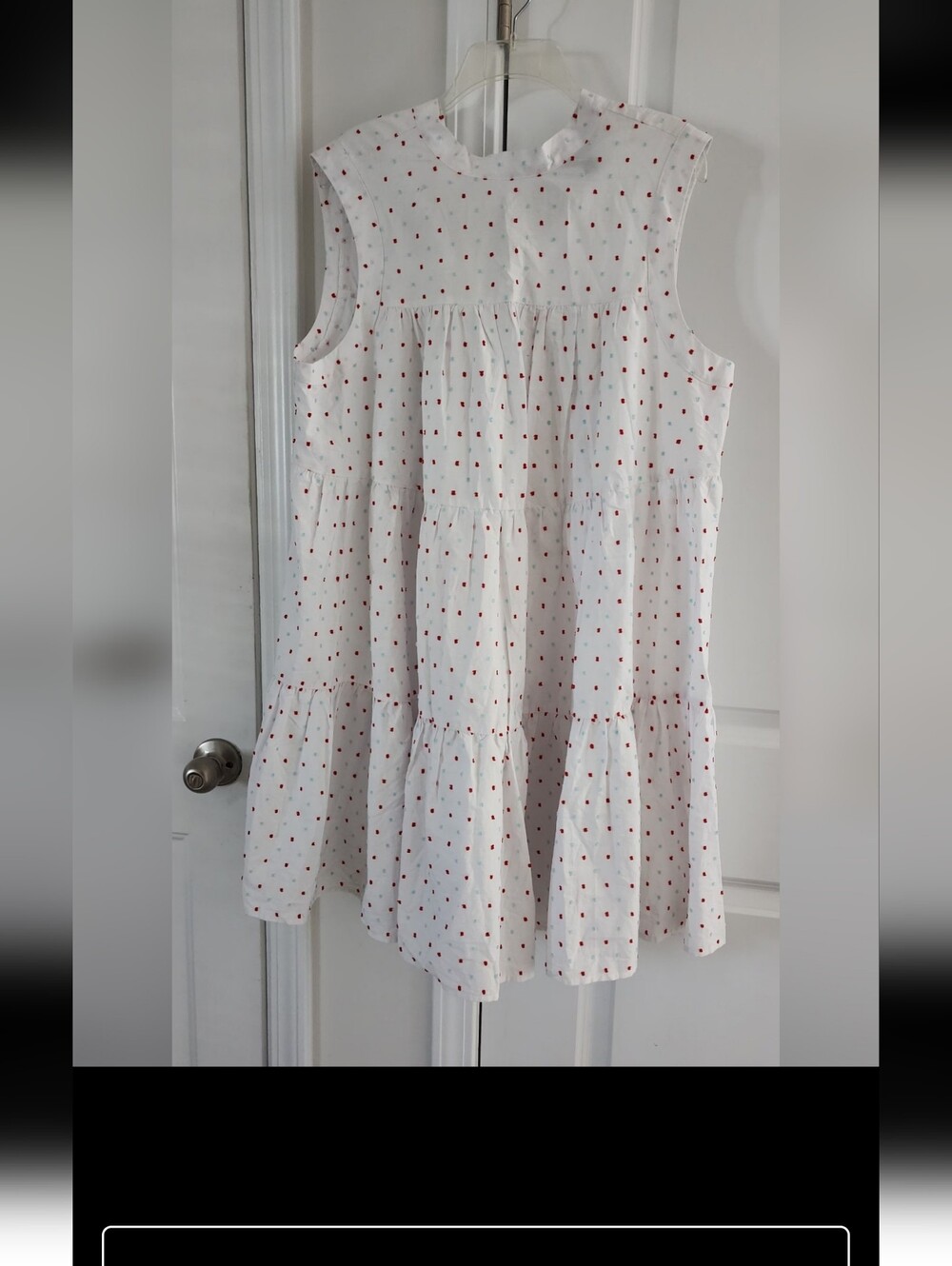 ModCloth White Dress with Red Blue Polka Dots Tiered Plus Sz 1X sleeveless